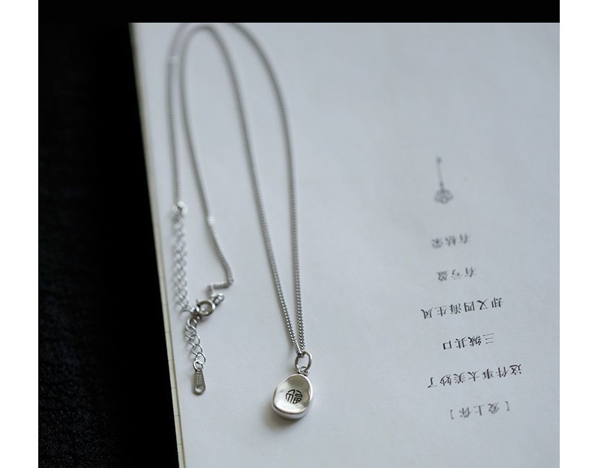 Pendant Characters Chinese Necklace Silver