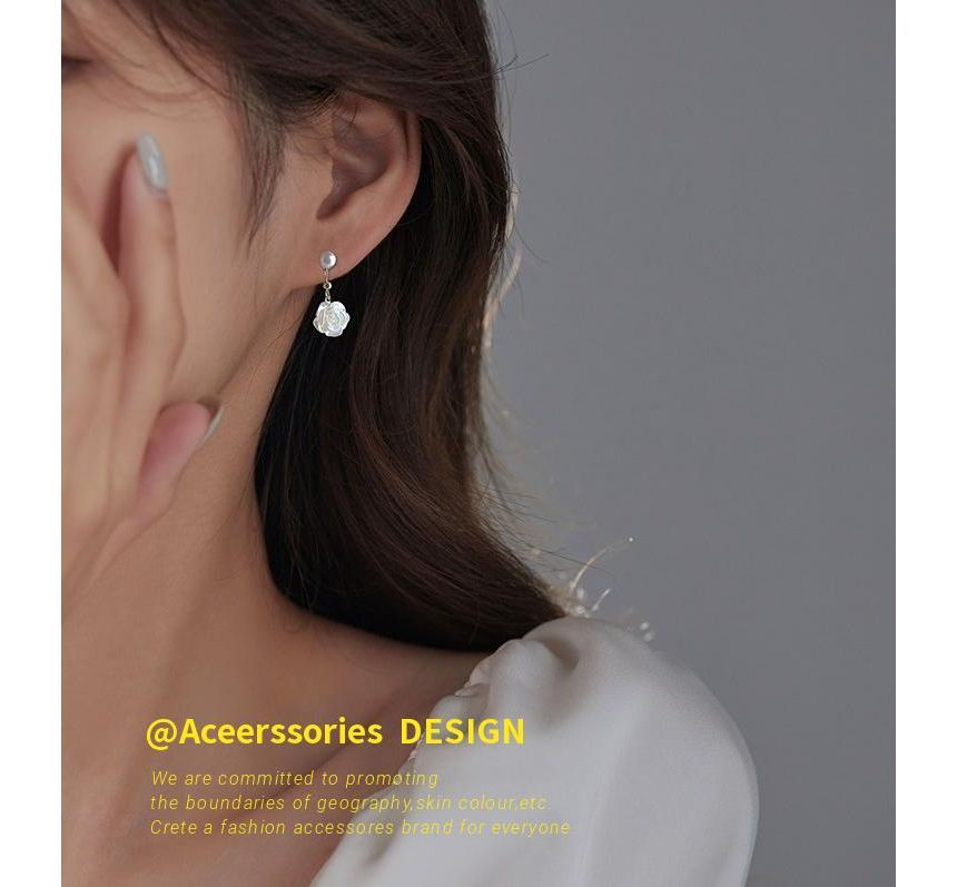 Earring Silver Dangle Floral Sterling