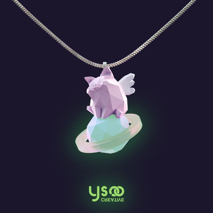 Necklace Pig Planet