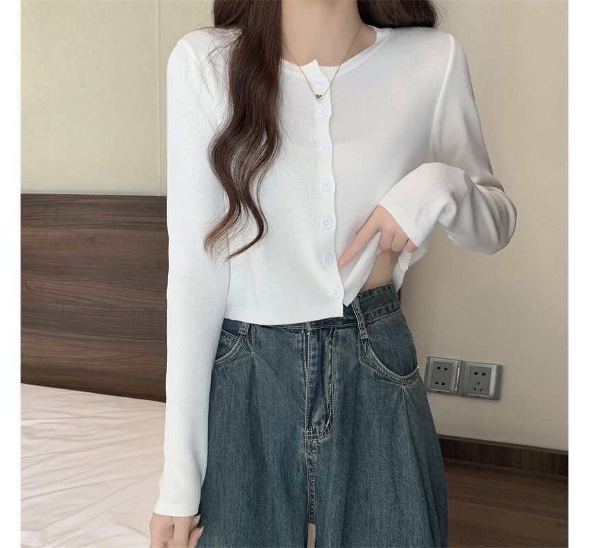 Crewneck Crop Knit Cardigan