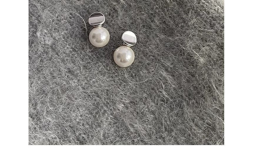 Silver Earring Sterling Faux Pearl Drop