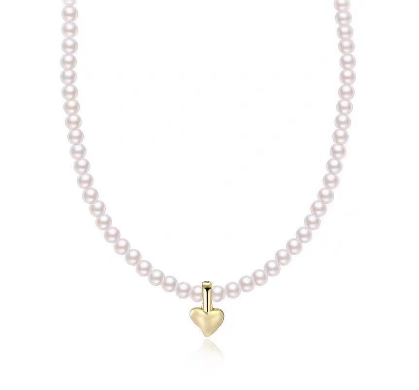 Heart Faux Pendant Choker Pearl