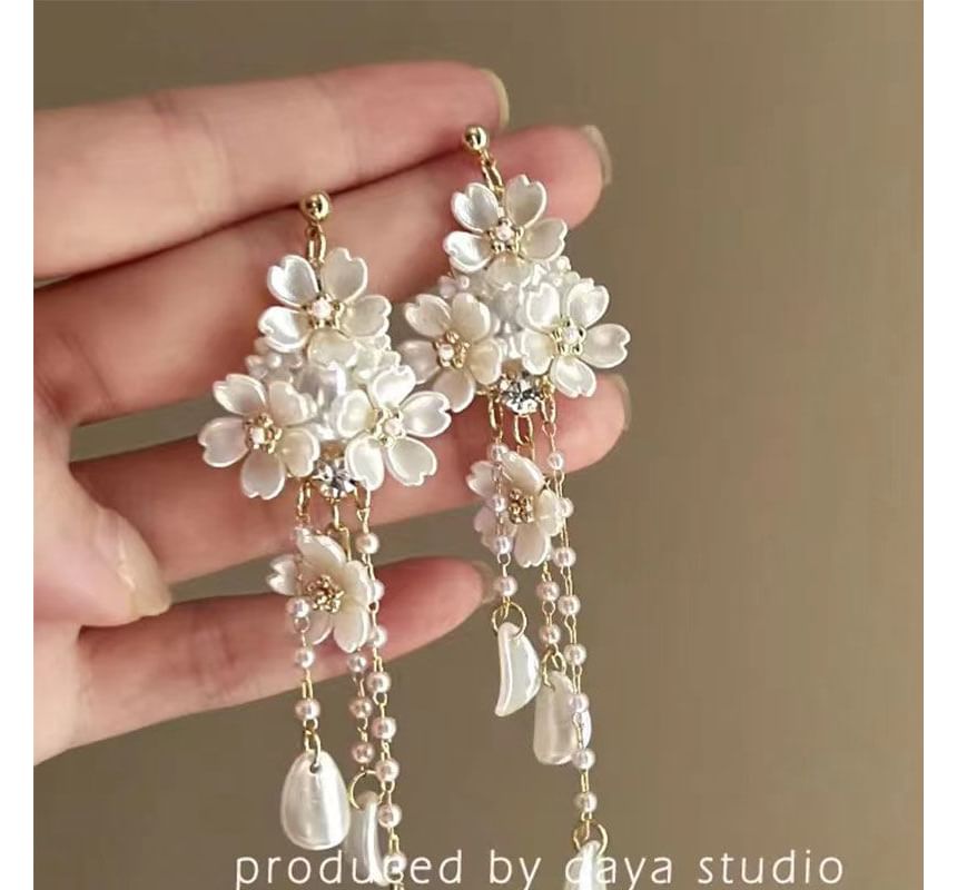 Chandelier Earring Floral Alloy Faux Pearl