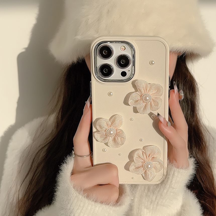 Case Pearl Faux Floral Phone