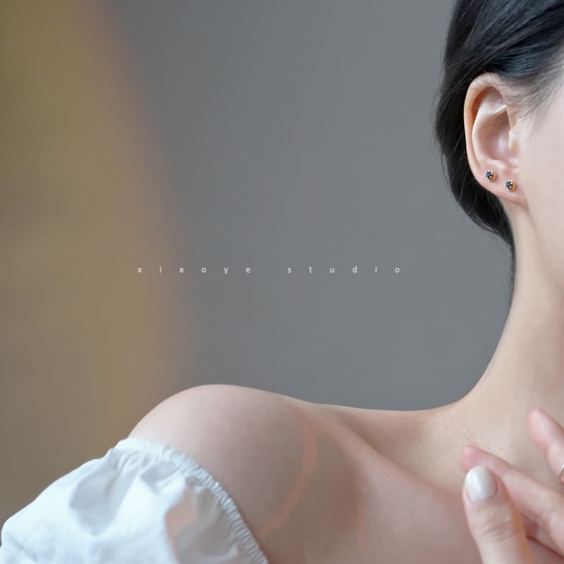 Stud Silver Sterling Earring Rhinestone