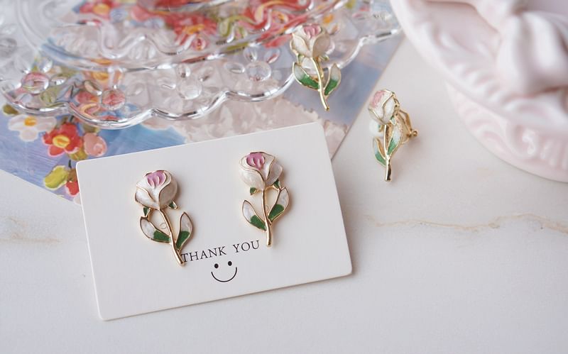 Floral Stud Earring Alloy