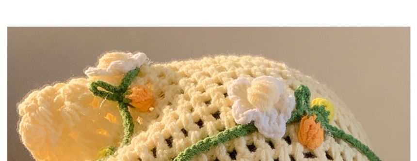 Hat Tie / Hair Floral Bonnet Crochet