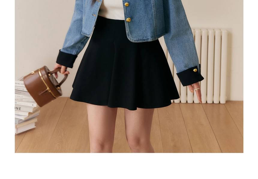 Plus Size High Waist Plain Mini A-Line Skirt