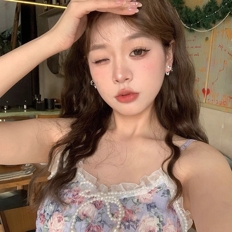 Earring Huggie Alloy Butterfly