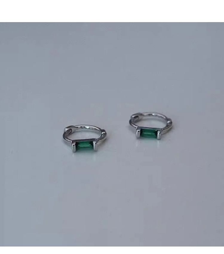 Silver Huggie Rhinestone Sterling Earring 925