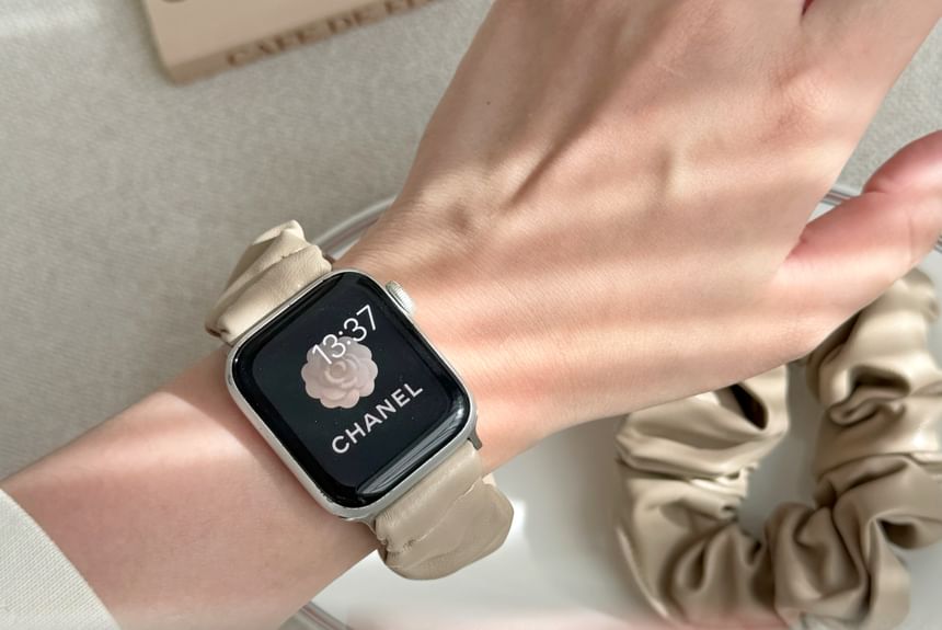 Faux Watch Apple Shirred Leather Band