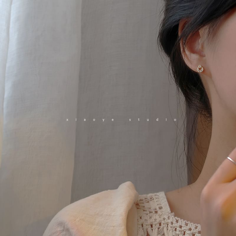 Rhinestone Earring Sterling S925 Silver Stud