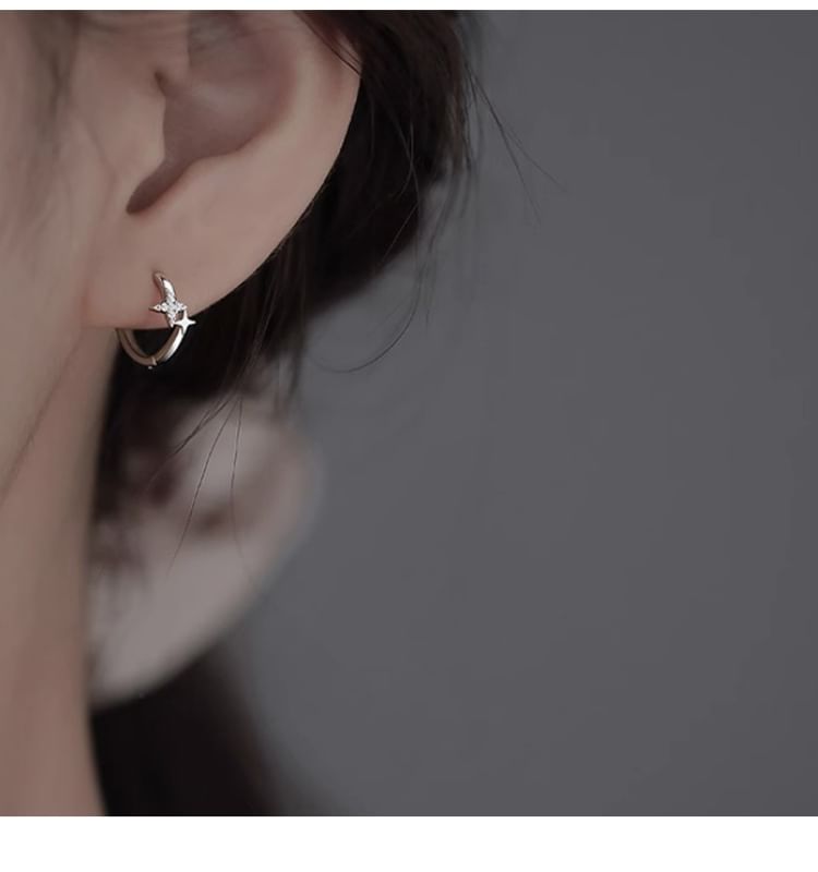 Earring Rhinestone Star Alloy Hoop