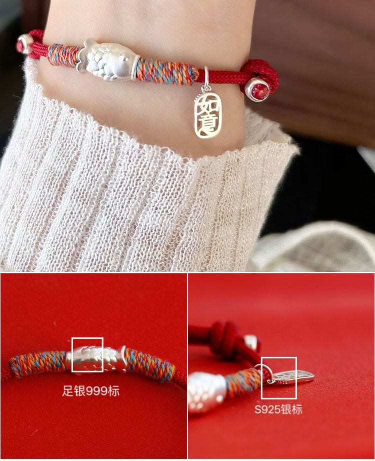 Silver Bracelet String 925 Sterling Fish