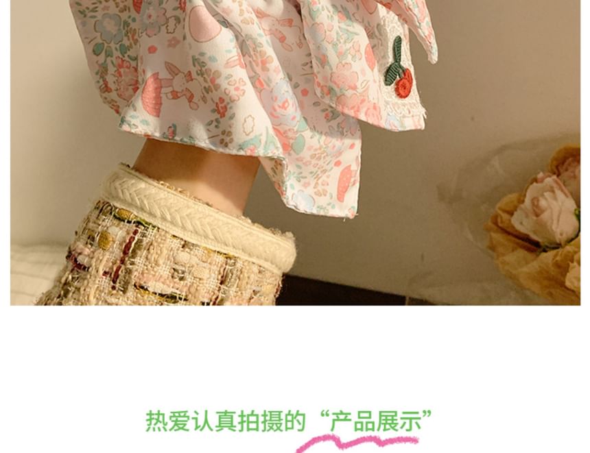 Cherry Floral Scrunchie Square Applique Print