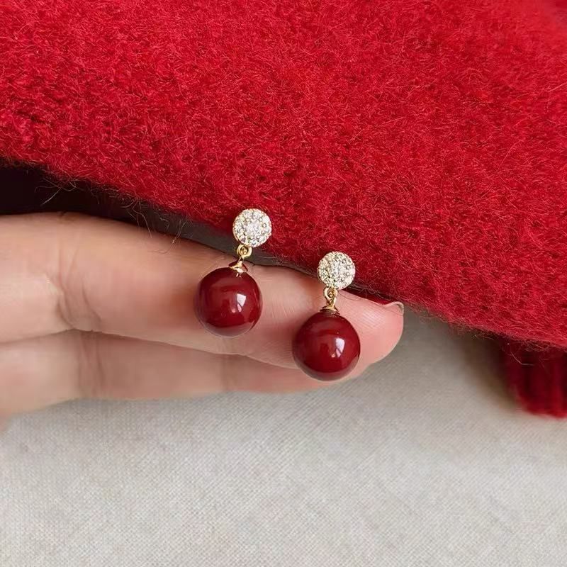 Bead Drop Earring Alloy Rhinestone