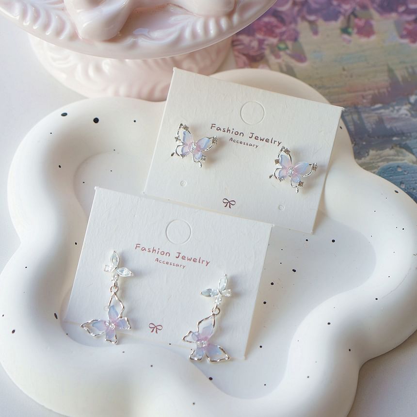 Silver Butterfly 925 Drop Sterling Stud / Earring