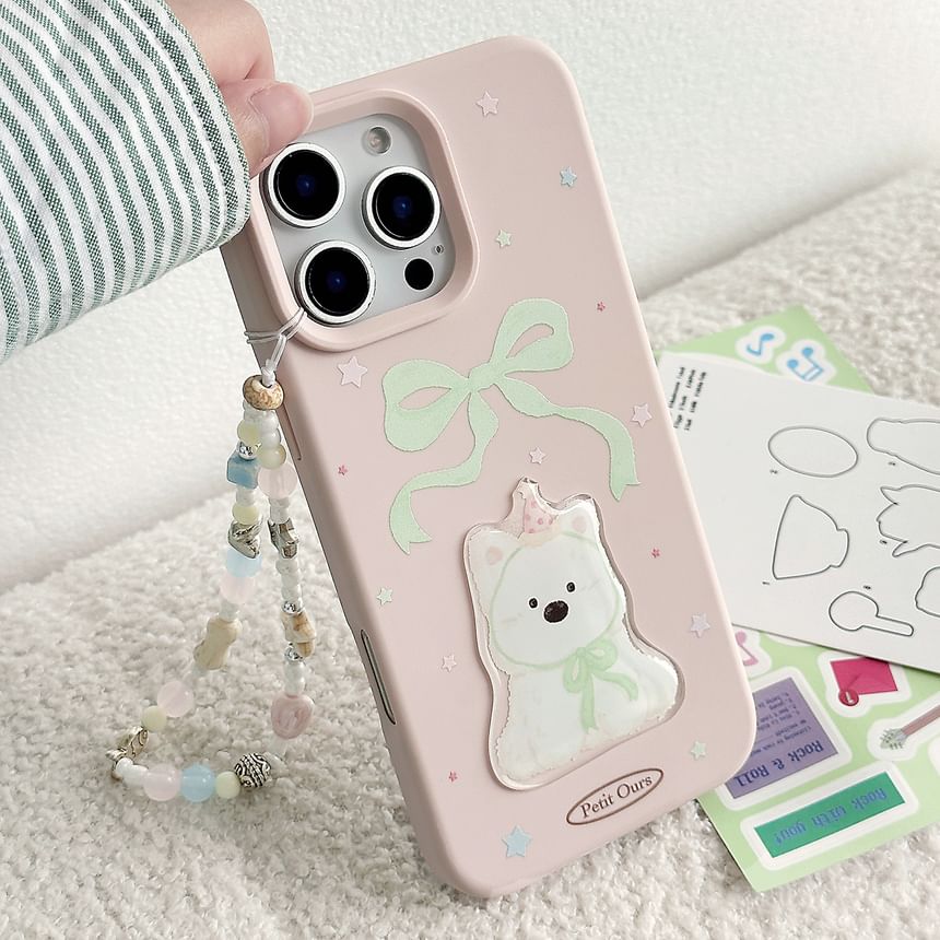 Case Set Strap / Dog Bead Print Phone