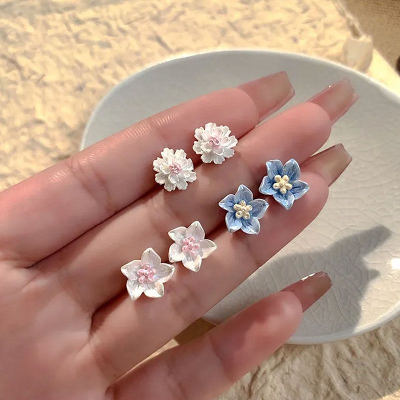 3 of Earring Stud (Various Designs) Set Pairs: Floral Alloy