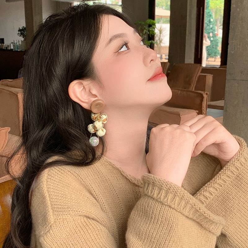 Floral Drop Print Beaded Earring Fabric