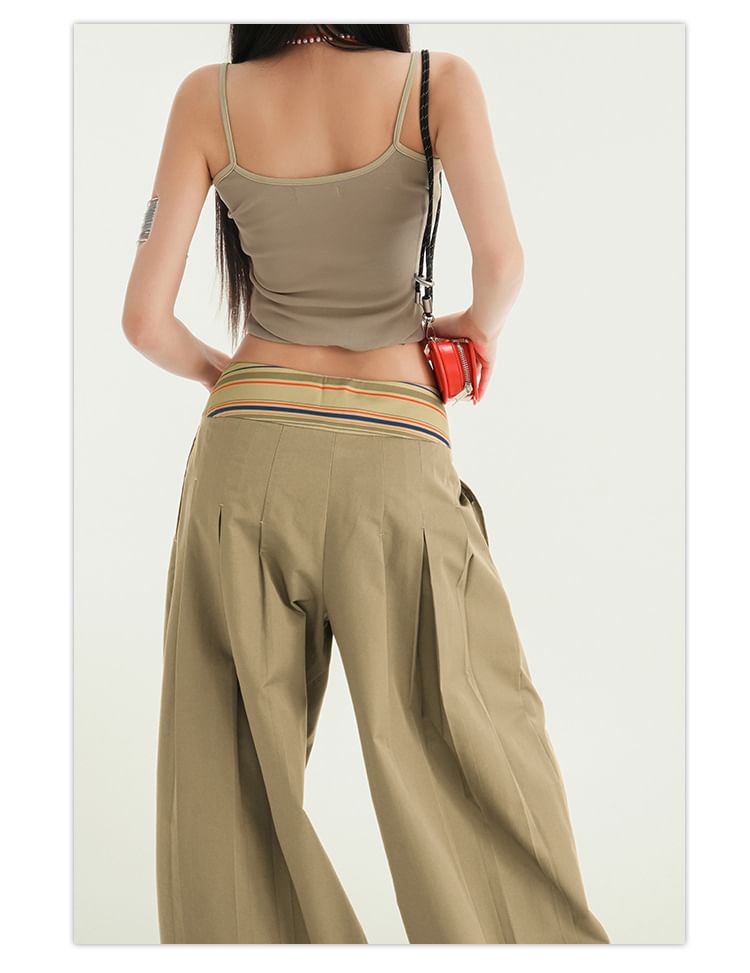 Low Rise Striped Wide Leg Cargo Pants