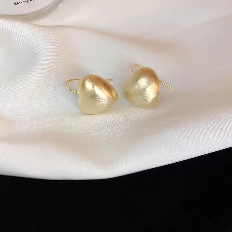 Drop Earring Brushed Alloy Heart