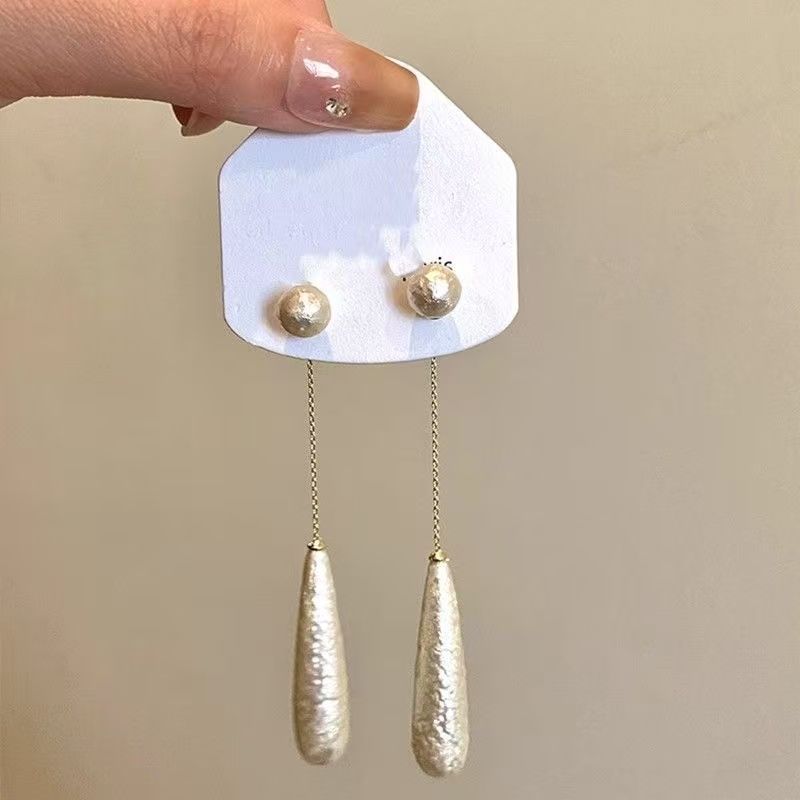Faux Earring Alloy Pearl Droplet Dangle