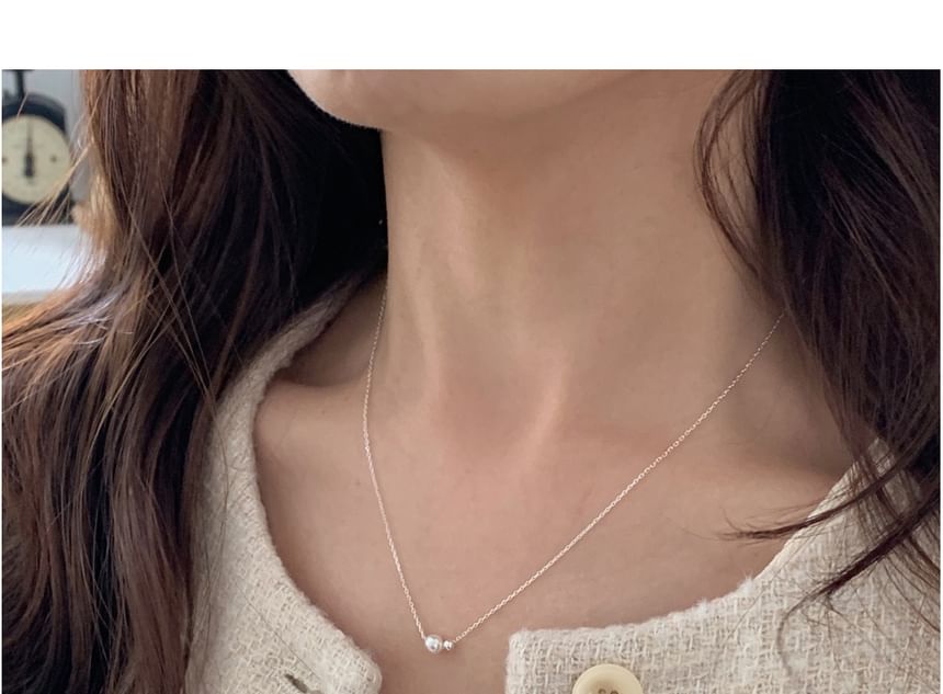 Necklace Faux Beaded Silver Sterling Pearl