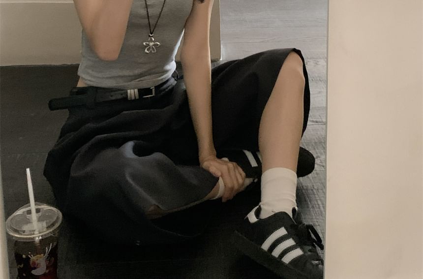 Short-Sleeved Collared Mock Two-Piece Cropped Polo Shirt