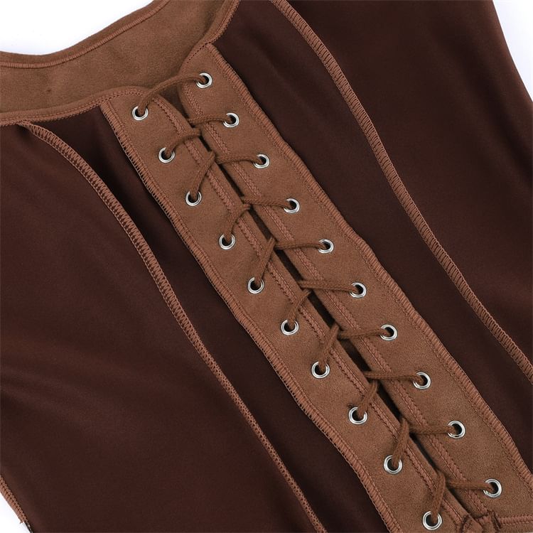 Square Neck Lace-Up Bustier Sleeveless Top