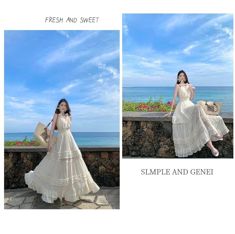 V-Neck Tiered Maxi Dress - Altfashion Shop
