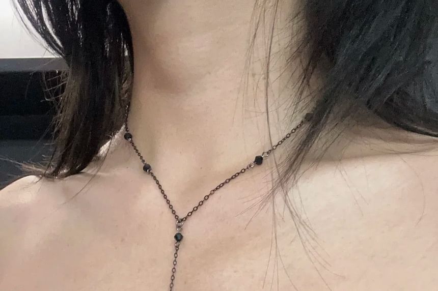 Chain Crystal Necklace Faux Station