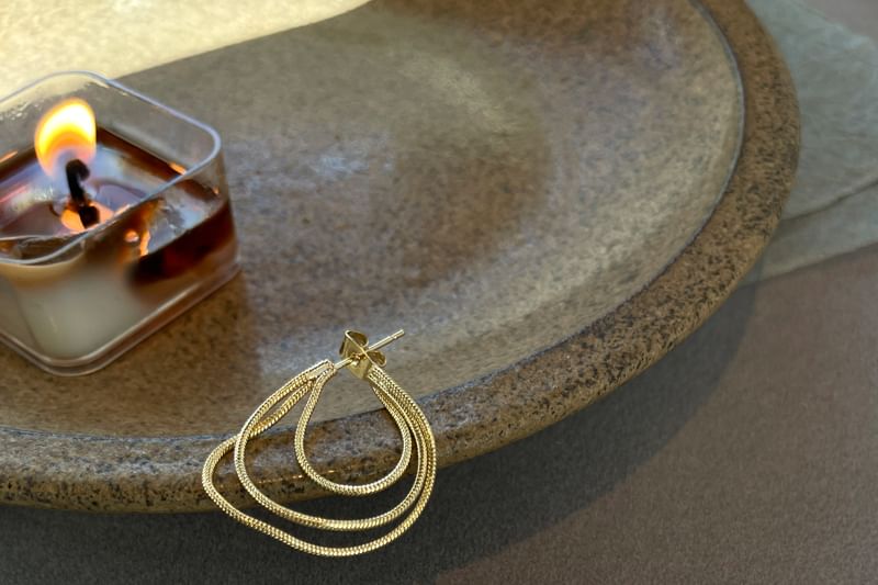 Sterling Silver Layered Hoop Earring 925