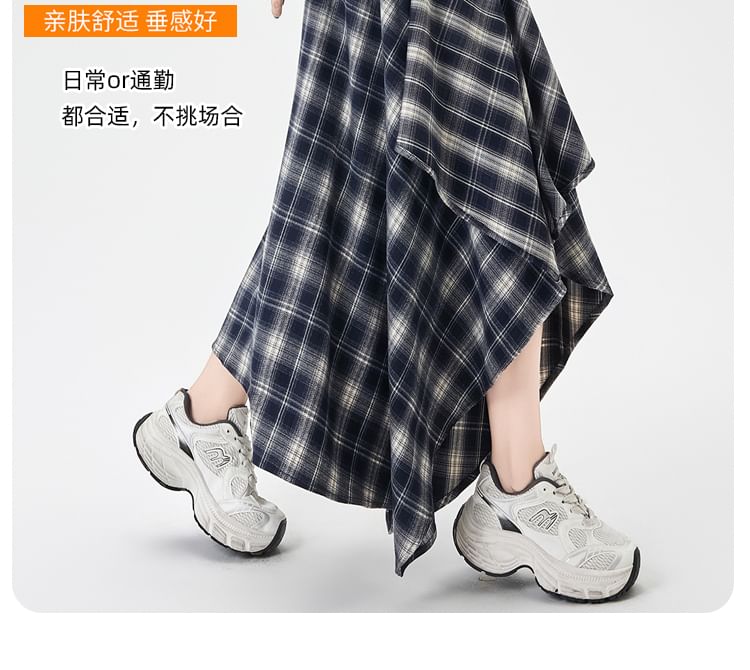 Asymmetrical Plaid A-Line Skirt