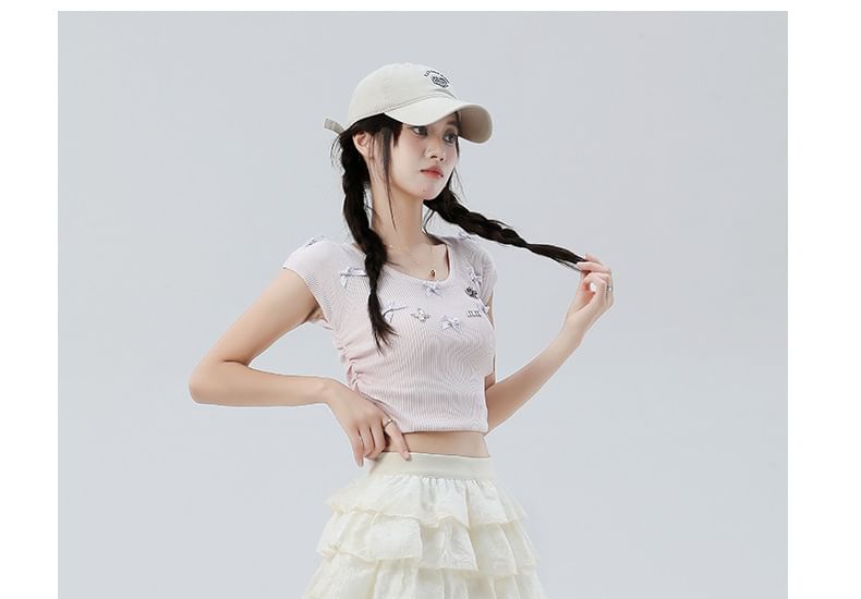 Plain Tiered Mini A-Line Skirt
