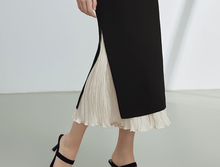Two Tone Pencil Skirt - High Rise Midi