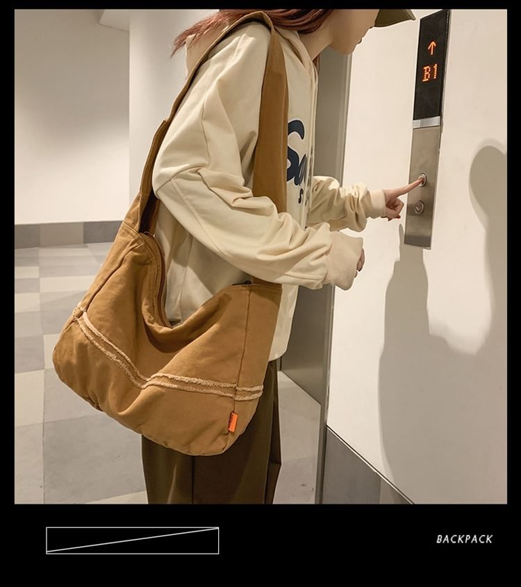 Frayed Trim Crossbody Bag