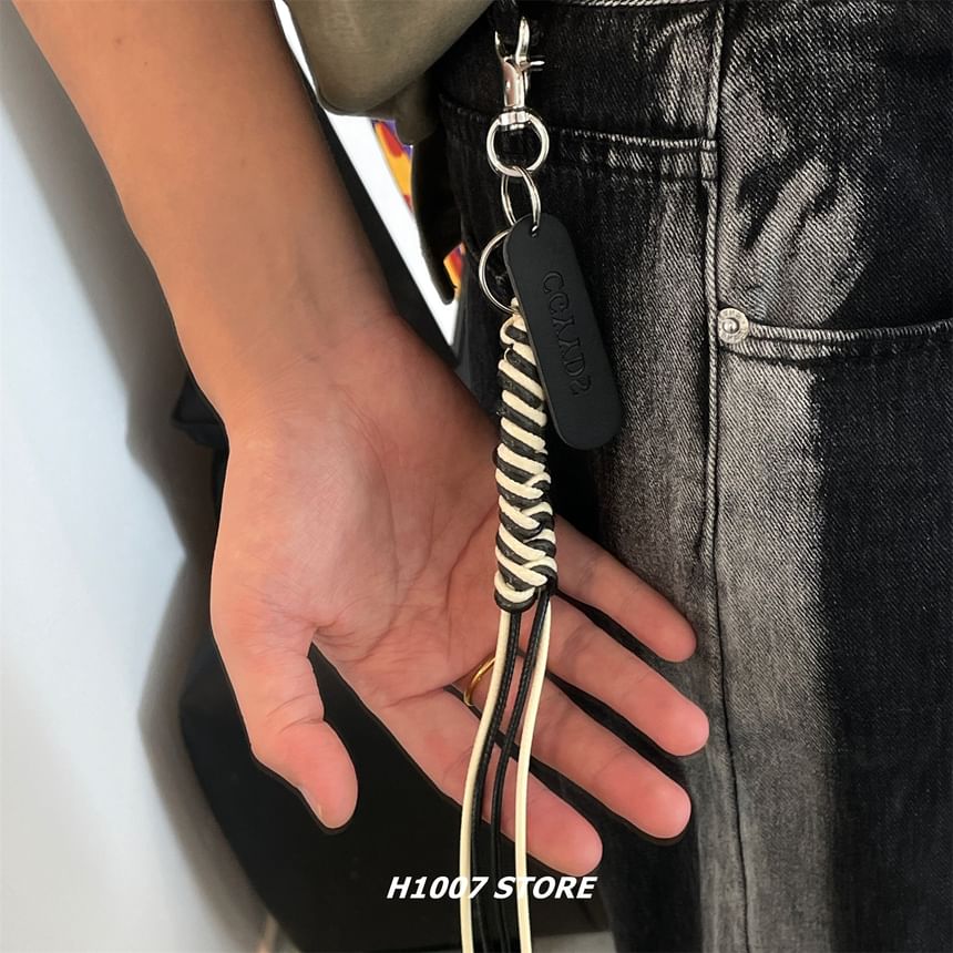 Braided Faux Leather Alloy Jeans Hanging Decoration
