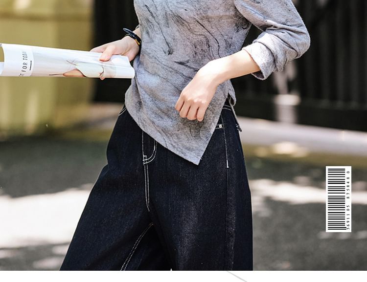 Asymmetrical Tie-Dye Crewneck Long Sleeve Tee