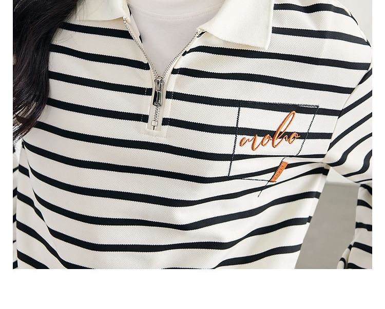 Striped Polo Top with Long Sleeves