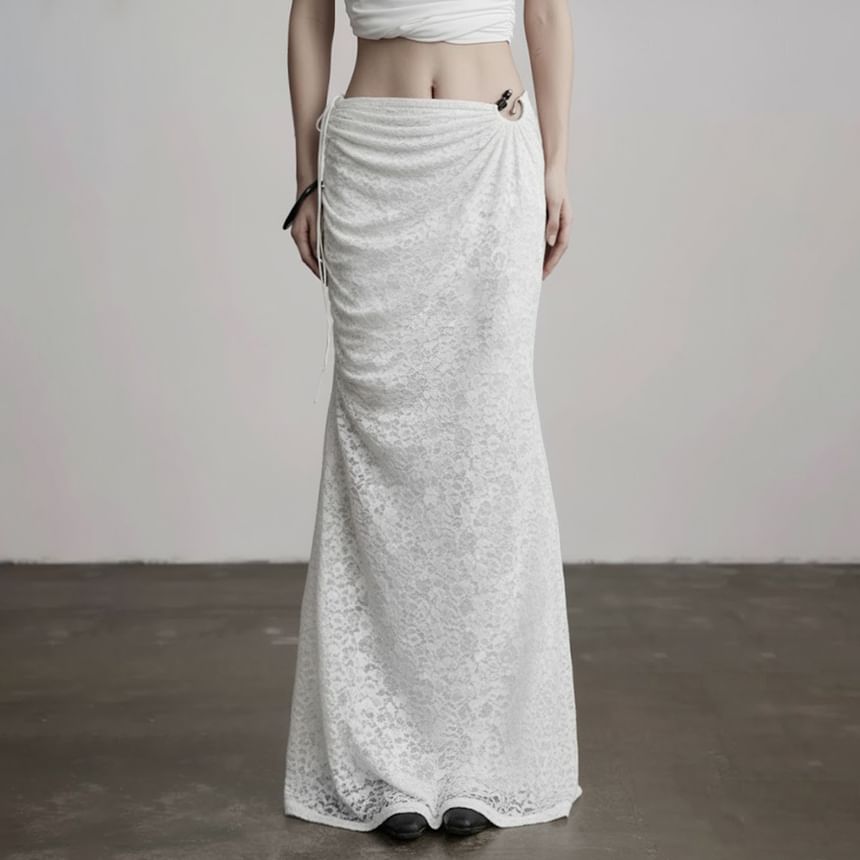 Drawstring Lace Mermaid Maxi Skirt
