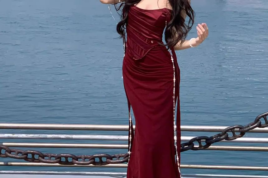 Spaghetti Strap Scoop Neck Plain Maxi Bodycon Dress
