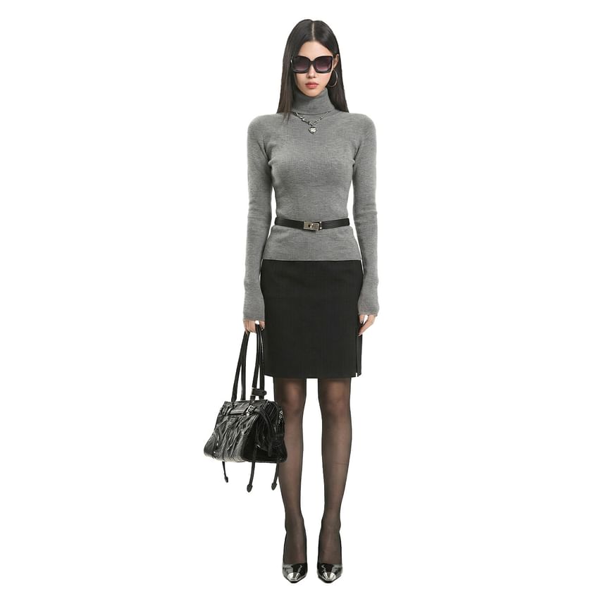 Mini Pencil Skirt with Mid Rise