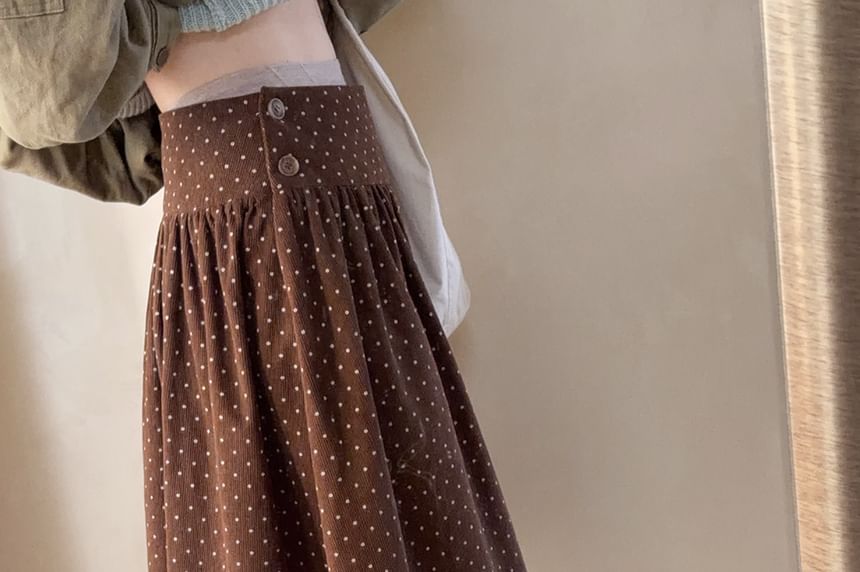Dotted Midi A-Line Skirt