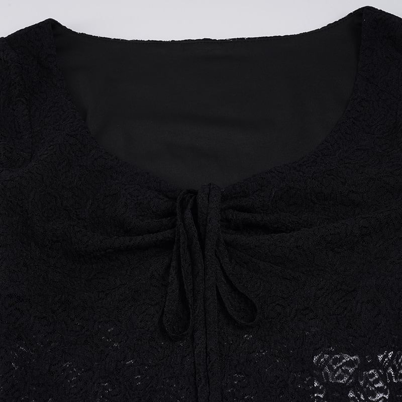 Scoop Neck Lace Crop Tee