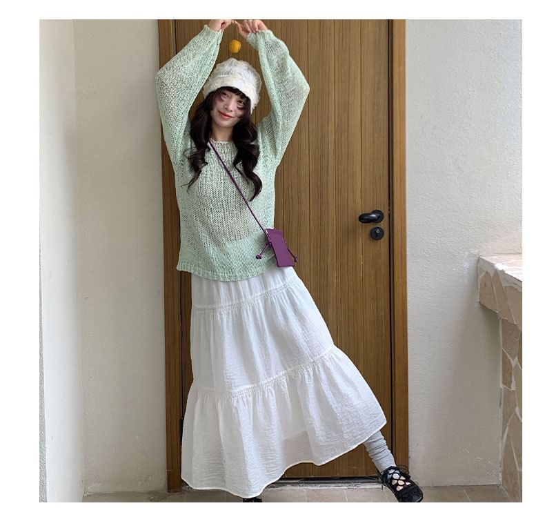 High Waist Maxi A-Line Skirt