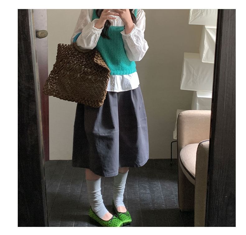 Solid High Waist A-Line Skirt - Altfashion Shop