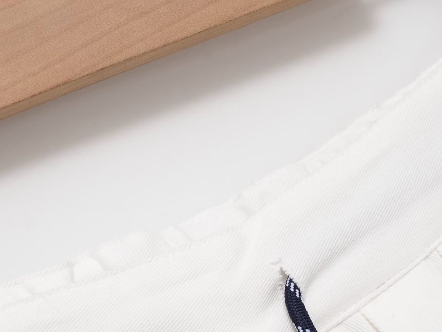 Drawstring Waist Contrast Trim Mini A-Line Skirt