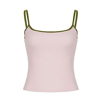 U-Neck Contrast Hem Fitted Camisole & Low Waist Pencil Skirt Set