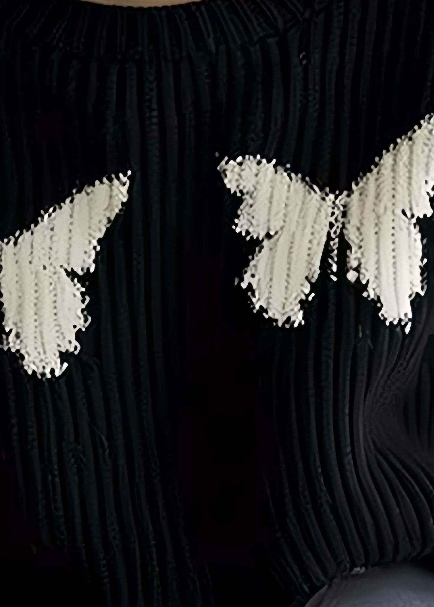 Lockerer schwarzer Strickpullover mit Schmetterlingsmuster, Winter, WK038